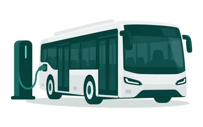 Illustration: Elektrobus an der Ladesäule