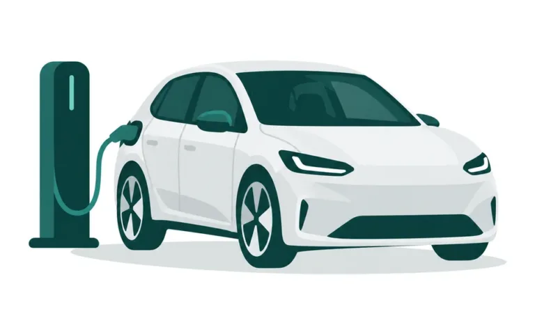 Illustration: Elektroauto an der Ladesäule